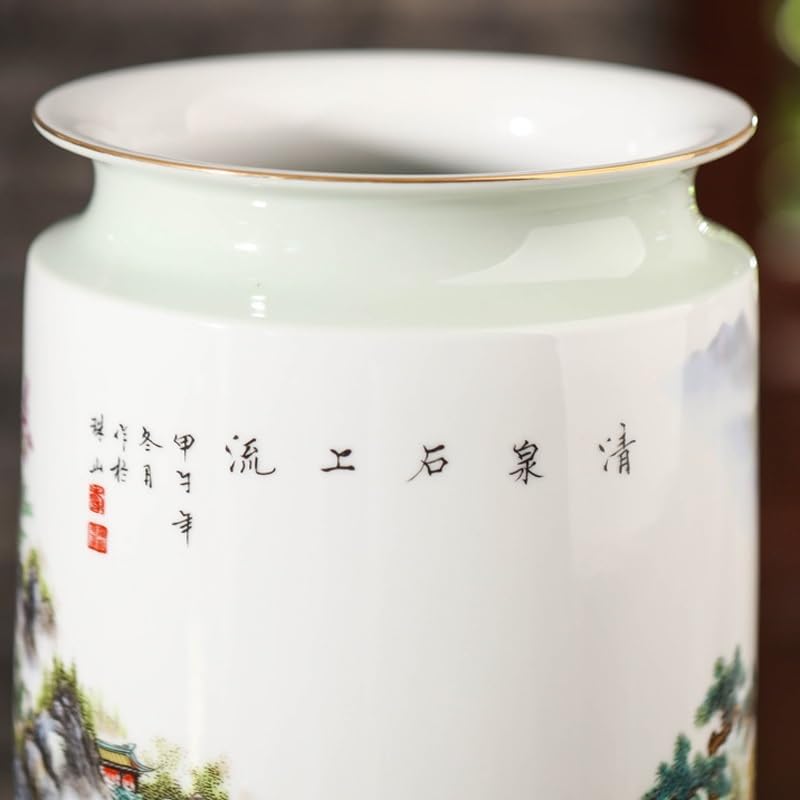 中国風風景画 陶器花瓶 中国風風景画 陶器花瓶 小さな陶磁器の中国陶器の花瓶を描く中国
